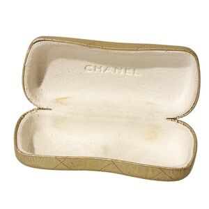 RARE CHANEL CC Gold Quilted Sunglasses Hard Case Frames Eye Glasses